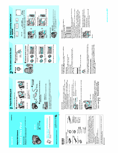 Sony DSC-R1 2 page quick start guide for Sony D-cam DSC-R1