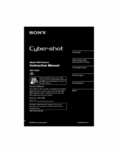 Sony DSC-S500 28 page owners manual for Sony D-cam DSC-S500