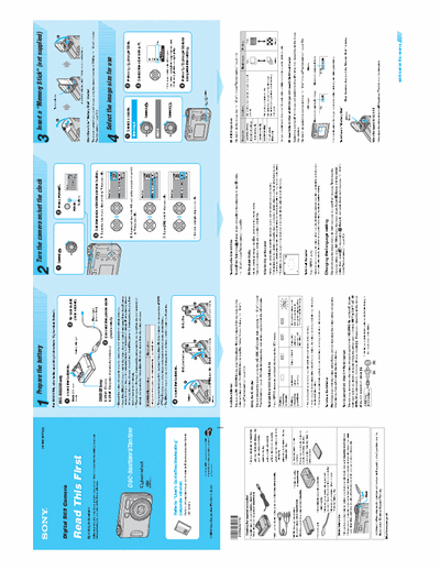 Sony DSC-S60 2 page quick start guide for Sony D-cam # DSC-S60, DSC-S80, DSC-ST80, & DSC-S90