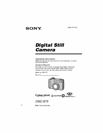 Sony DSC-S75 100 page user