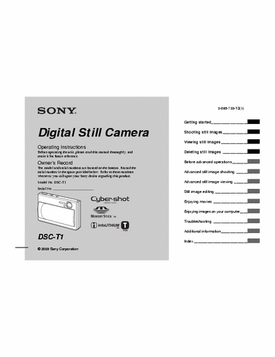 Sony DSC-T1 120 page user