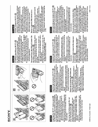 Sony DSC-T1 Note on inserting NP-FT1 battery pack into Sony d-cam model # DSC-T1