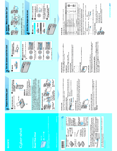 Sony DSC-T30 2 page quick start guide for Sony D-cam DSC-T30