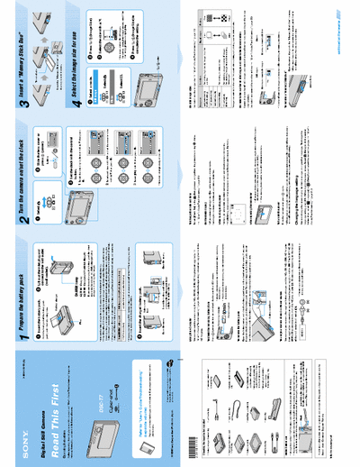 Sony DSC-T7 2 page quick start guide for Sony D-cam DSC-T7