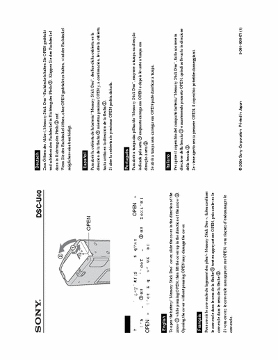Sony DSC-U40 Notation on opening battery / memory stick cover of Sony D-cam # DSC-U40