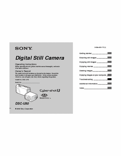 Sony DSC-U50 92 page owner