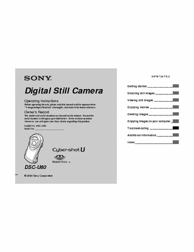 Sony DSC-U60 88 page user