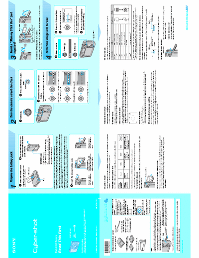 Sony DSC-W100 2 page quick start guide for Sony D-cam DSC-W100