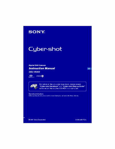 Sony DSC-W200 36 page instruction manual  for Sony D-cam DSC-W200