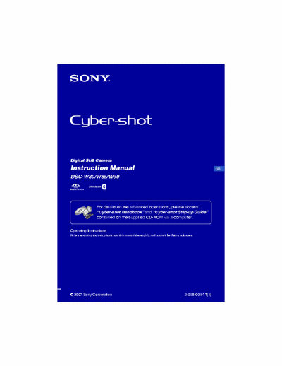 Sony DSC-W80 36 page instruction manual for Sony D-cam DSC-W80, DSC-W85 and DSC-W90