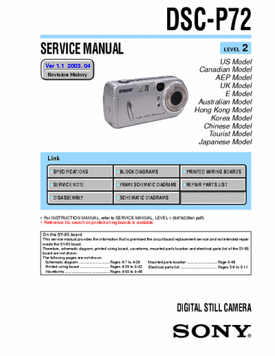Sony DSC-P72 Service manual, level 2