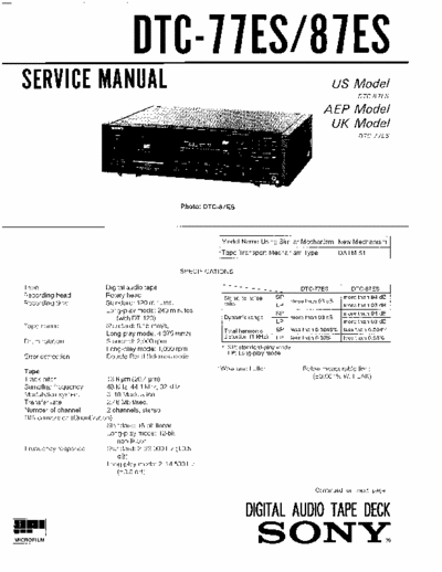 SONY DTC-77ES-87ES SONY DTC-77ES Service manuals