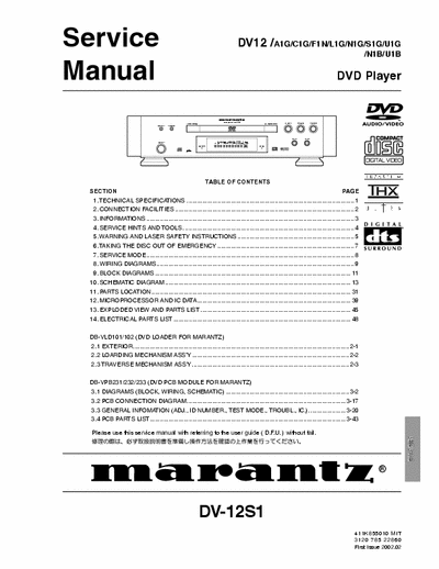 MARANTZ DV12 MARANTZ DV12 Service Manual
