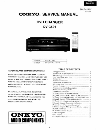 onkyo dv-c601 service manuals for the dv-c601 dvd changer
