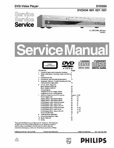 Philips DVD634 Service Manual Dvd Video Player - (10.940Kb) 5 Part File - pag. 54