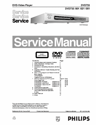 Philips DVD733 Service Manual Dvd video Player Type /001 /021 /051 - (7.987Kb) 4 Part File - pag. 47