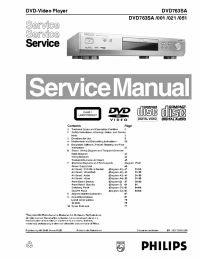 Philips DVD763SA Service Manual Dvd Video Player - Type /001 /021 /051 - (14.475Kb) 7 Part File - pag. 79