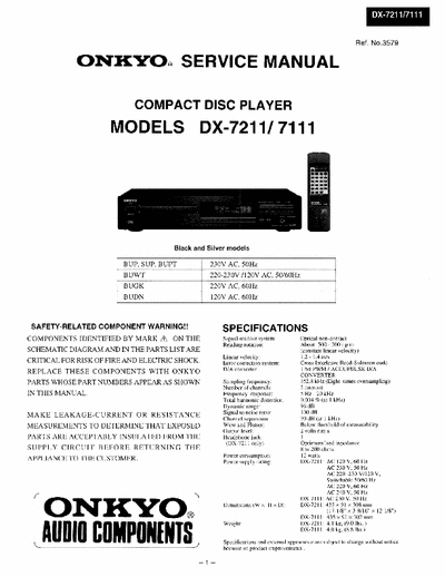 Onkyo DX-7211 / DX-7111 DX-7211 / DX-7111 CD player service manual