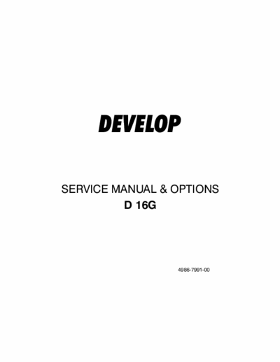 Develop D16G Service Manual Develop + options D16G D16F AF-11