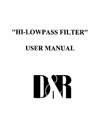 D&R Hi/Low Pass Filter filters