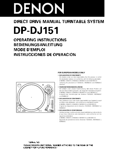 Denon DJ150 Users manual
