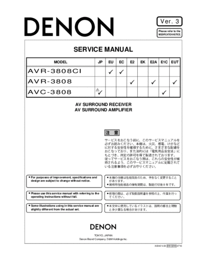 DENON AVR-3808 Service Manual