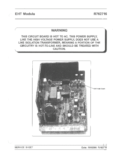 Barco Graphics 1209s R762716 - EHT module