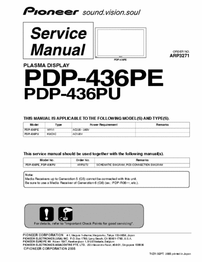 pioneerr pdp-436pe pdp-436pe pioneer pdp-436pe