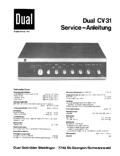 Dual CV 31 service manual