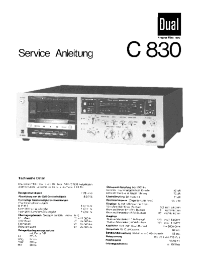 Dual C 830 service manual