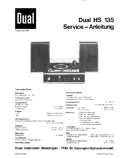 Dual HS 135 service manual