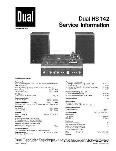 Dual HS 142 service manual