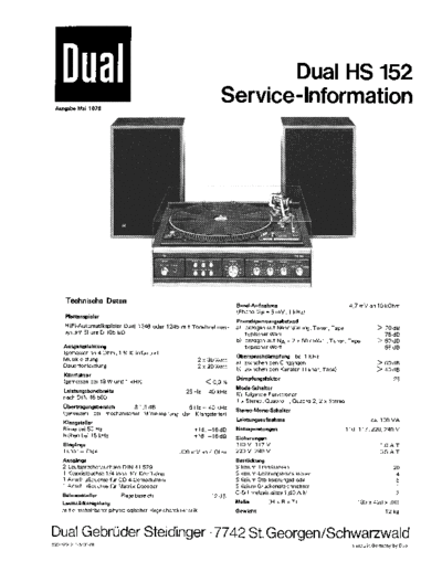 Dual HS 152 service manual