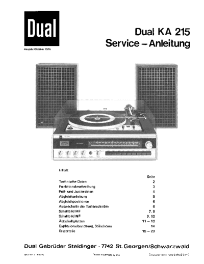 Dual KA 215 service manual