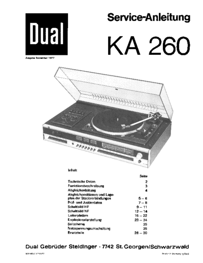 Dual KA 260 service manual