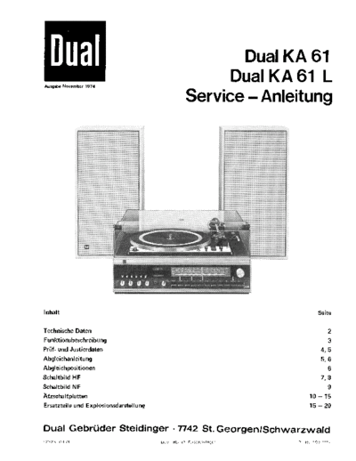 Dual KA 61 service manual