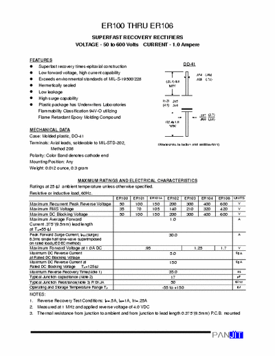  ER100 Superfast recovery rectifiers er100 - er106