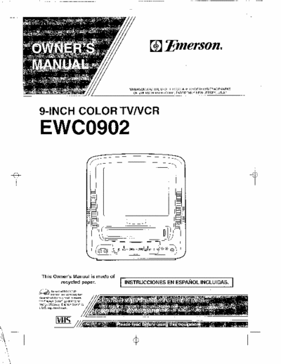 Emerson EWC0902 32 page owners manual for 9 inch Emerson TV model # EWC0902. Includes espanol (spanish).