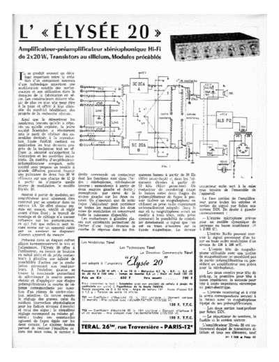 Scientelec Elysee 20 Press article with Schematic Diagram of power amplifier Scientelec Elysee 20