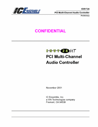 VIA Envy24HT chip VIA Envy24HT chip documentation