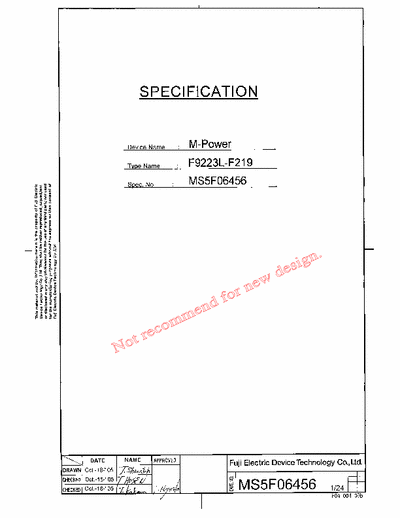 Fuji  Datasheet: F9220L F9222L F9223L MP2A5060  MP2A5038 F9231L.