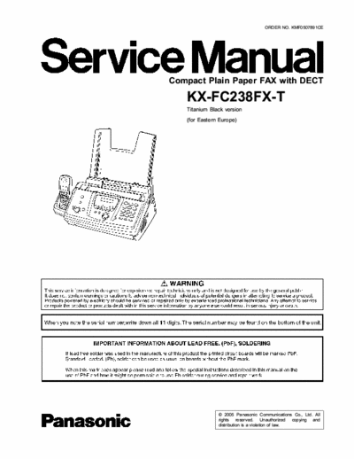 PANASONIC KX-FC238 SERVICE MANUAL