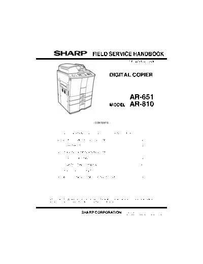 Sharp AR-651, AR-810 FIELD SERVICE HANDBOOK AR-651, AR-810