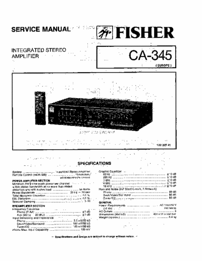 Fisher ca 345 Service manual