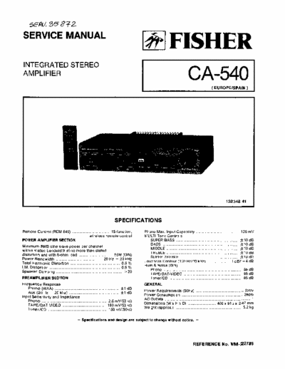Fisher ca 540 Service manual