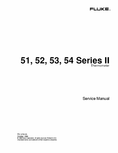 FLUKE 51,52,53,54 series II service manual thermometer