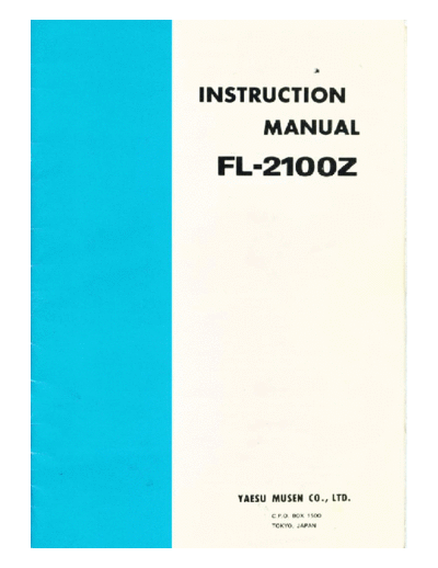 Yaesu FL 2100Z user manual
