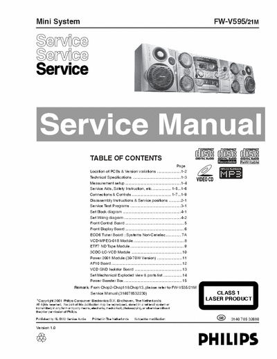 Philips FW-V595 service Manual Mini System HiFi - Ver. /21M - (7.677Kb) 4 Part File - pag. 28
