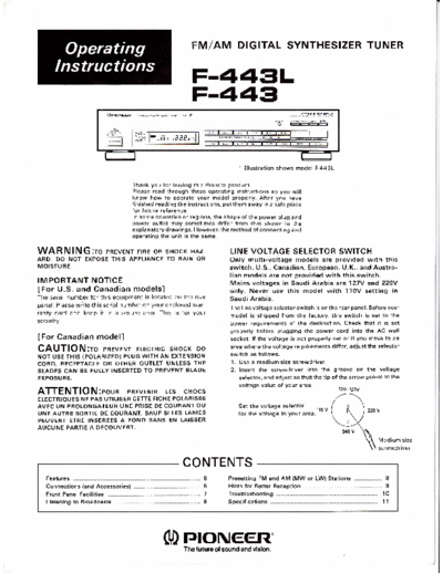 Pioneer F-443L F-443L Instruction Manaul in 3 parts