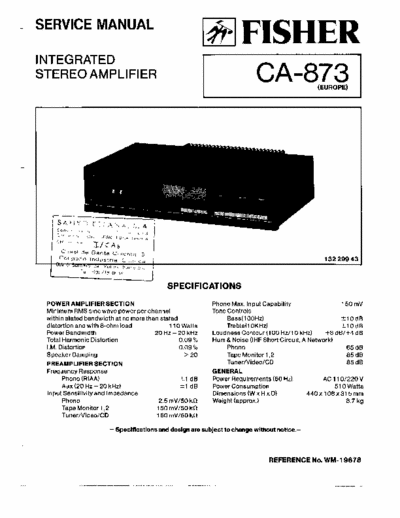 Fisher CA873 integrated amplifier